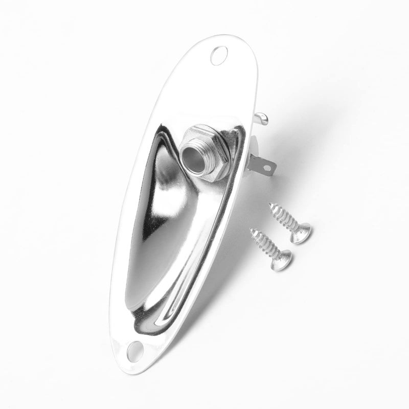 Swhmc Mono Guitar Jack Plate, Oval 1/4" Input Output Jack Socket for Fender Strat Telecaster, Chrome Plated with 3 Prongs, Replacement for Les Paul SG - Image 3
